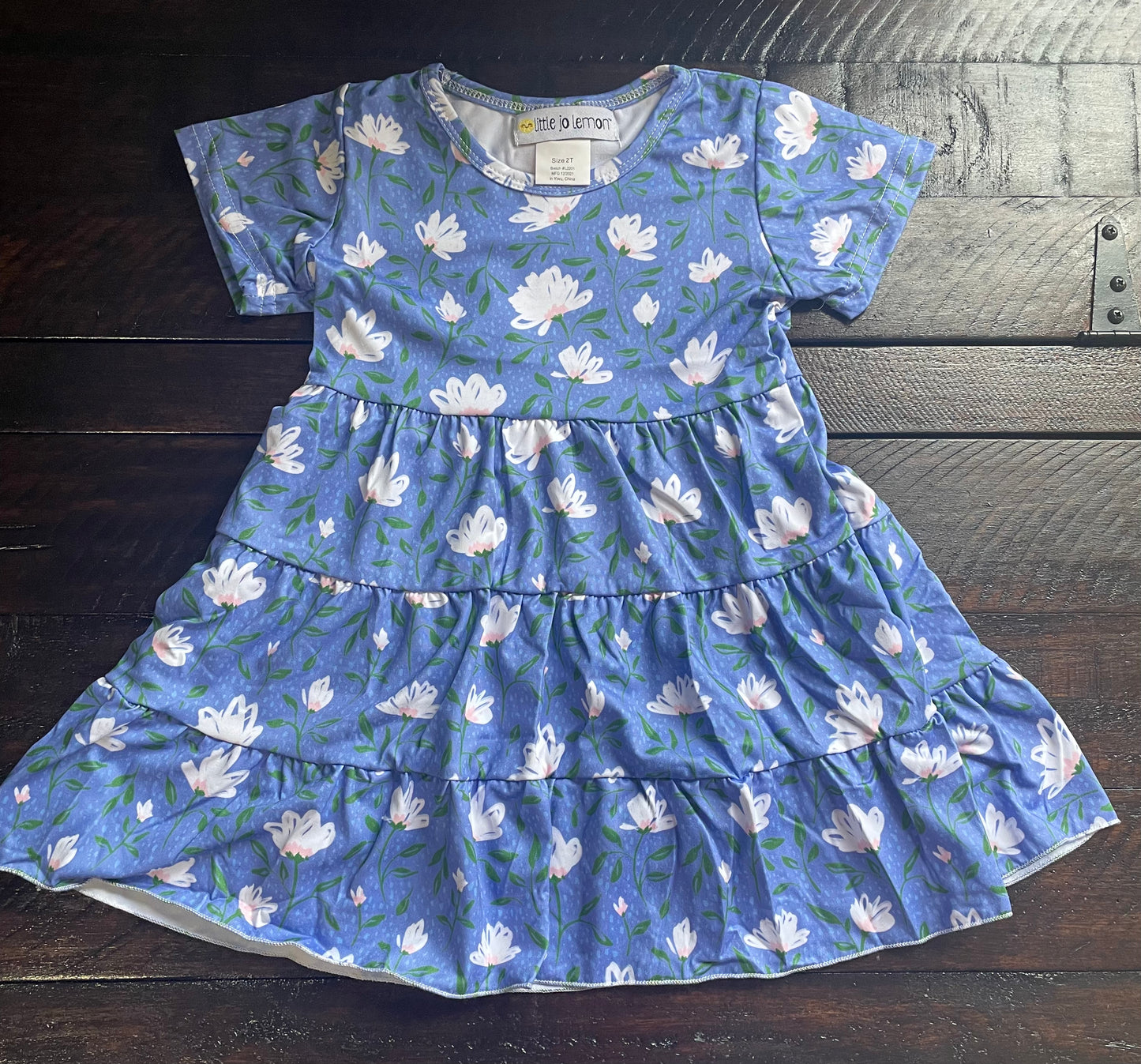 Blue Floral Tiered Twirly Dress