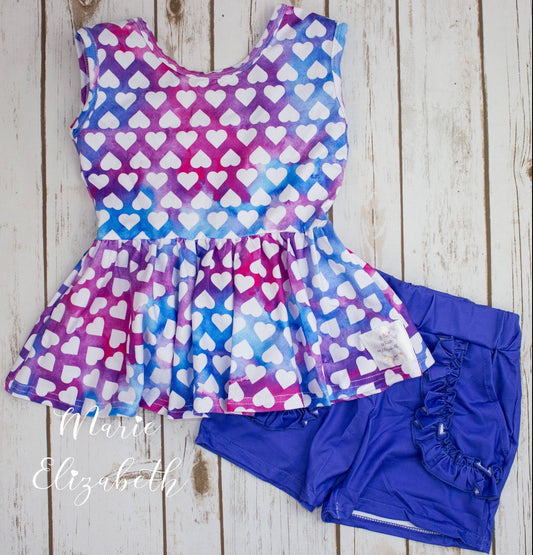 Watercolor Heart 2 Piece Peplum Set