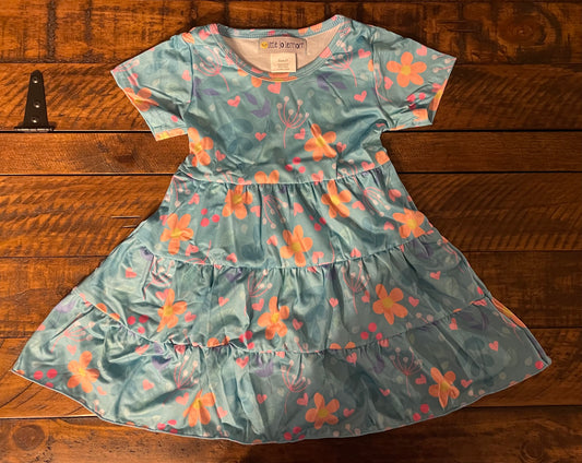 Teal Floral Twirly Dress