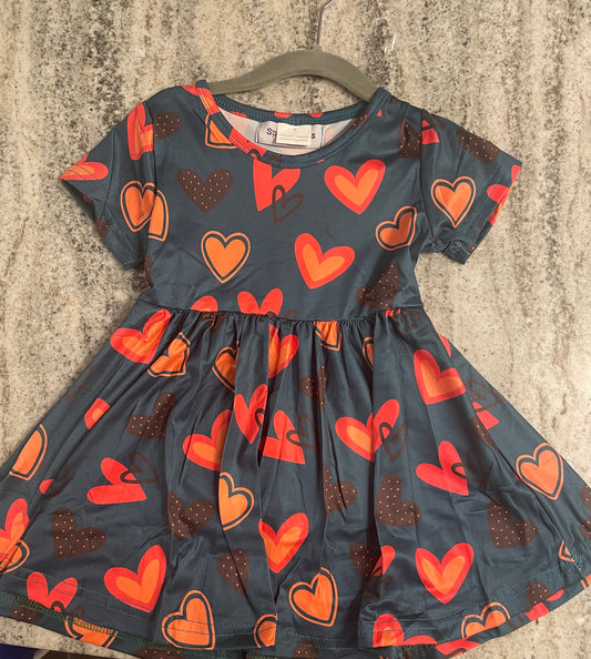 Red & Coral Hearts Twirly Dress