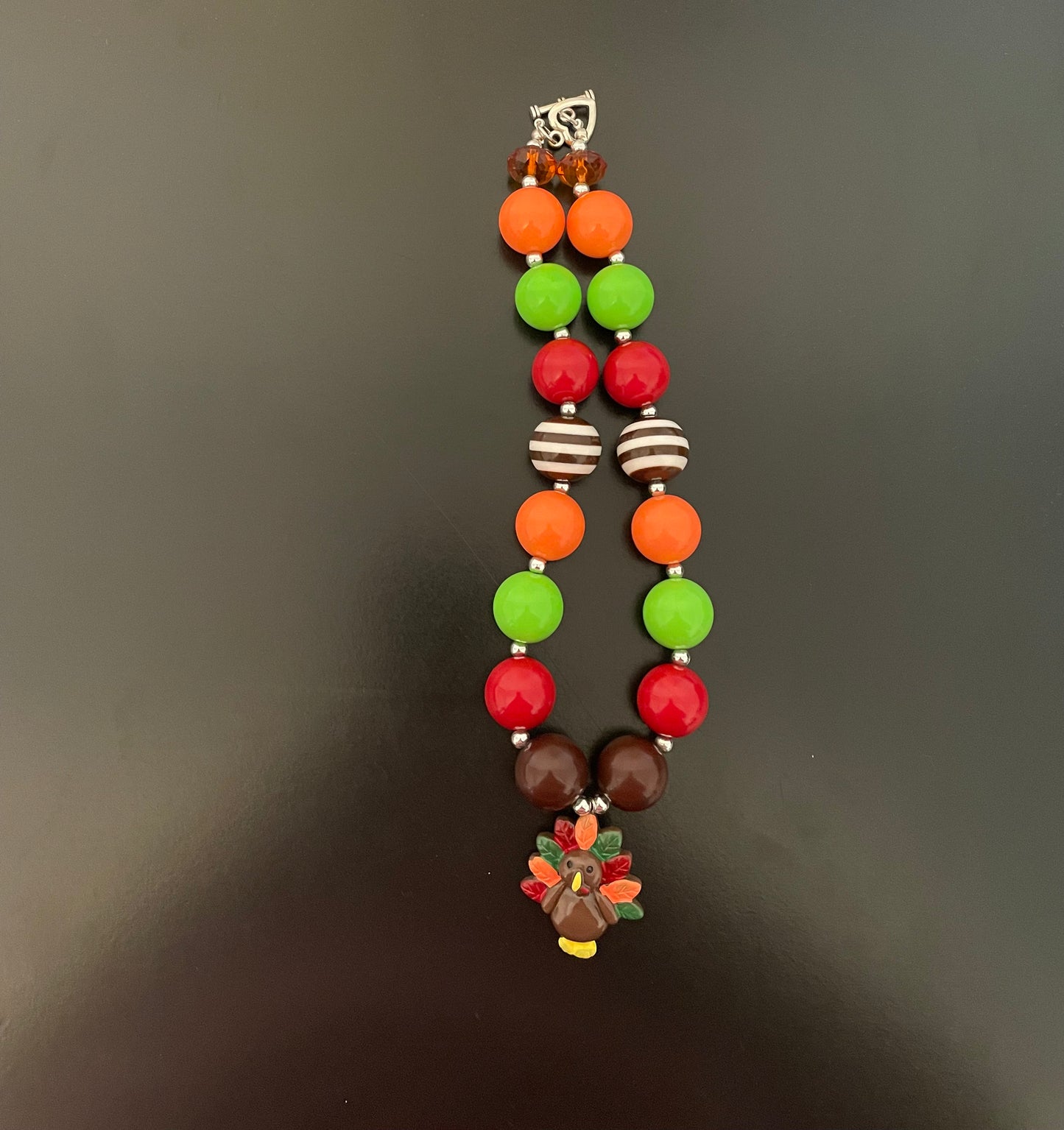 Turkey necklace - Green, orange and red