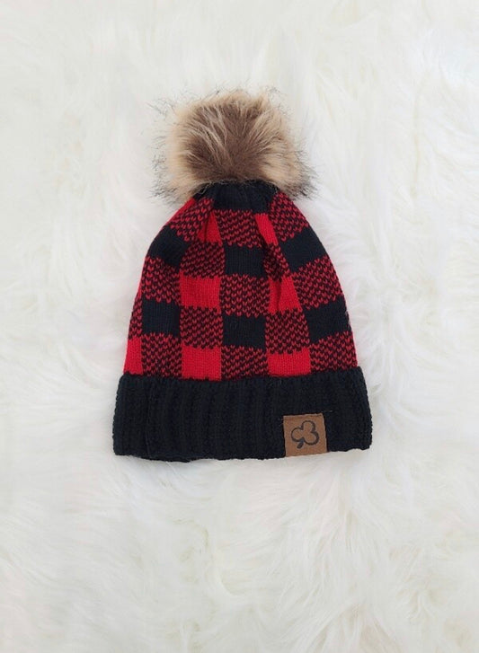 Plaid Pom Beanie