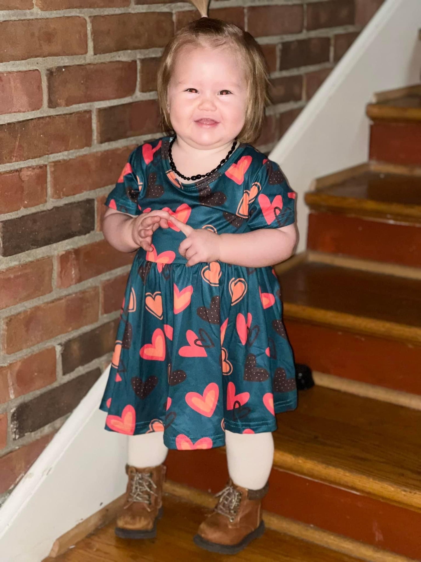 Red & Coral Hearts Twirly Dress